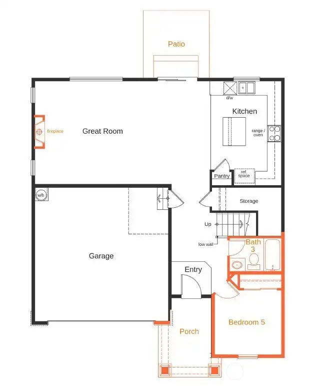 Main floor with patio