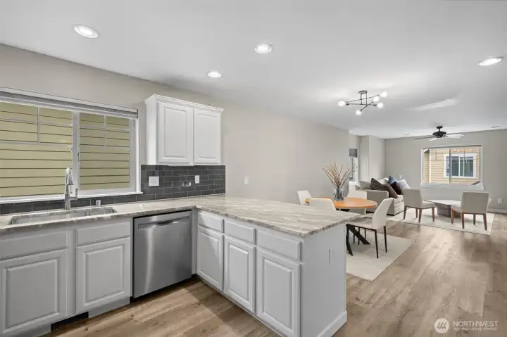 Add bar stools and entertain easy. The Great Room is the perfect floorplan for function.