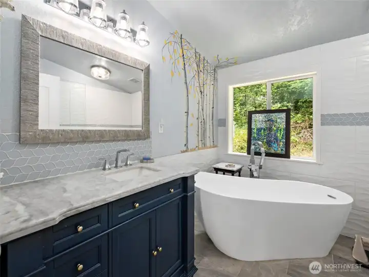 Primary bath soaking tub