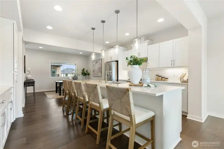 Plenty of counter space seating around the heart f the home