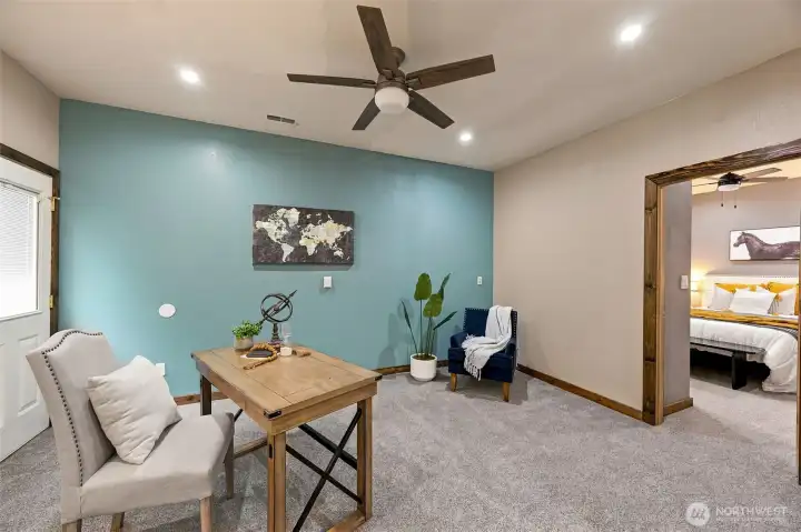 Bonus flex space off of the family room - with the main floor bedroom to the right