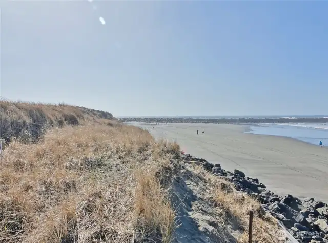 View of the Rock Bulkhead behind the lot along the Beach (looking South).