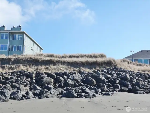 Rear view of the lot/rock bulkhead taken from the Beach.