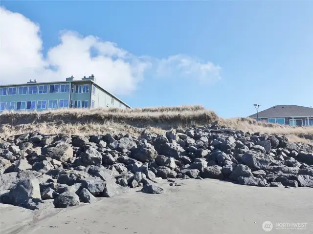Rear view of the lot/rock bulkhead taken from the Beach.
