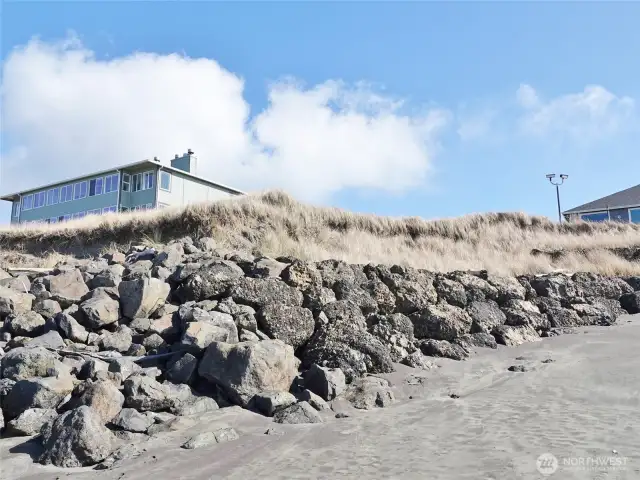 Rear view of the lot/rock bulkhead taken from the Beach.