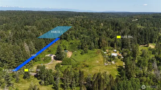 4 acres with 660ft easement. Electric available at the street. Build your dream home set back, off the main road!