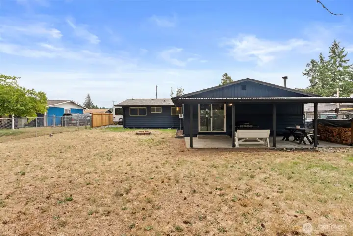 Large fenced backyard