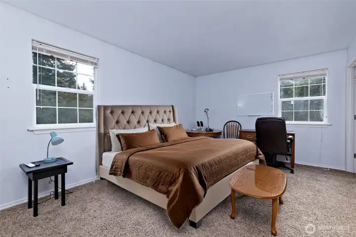The apartment bedroom above the garage! Virtually staged...