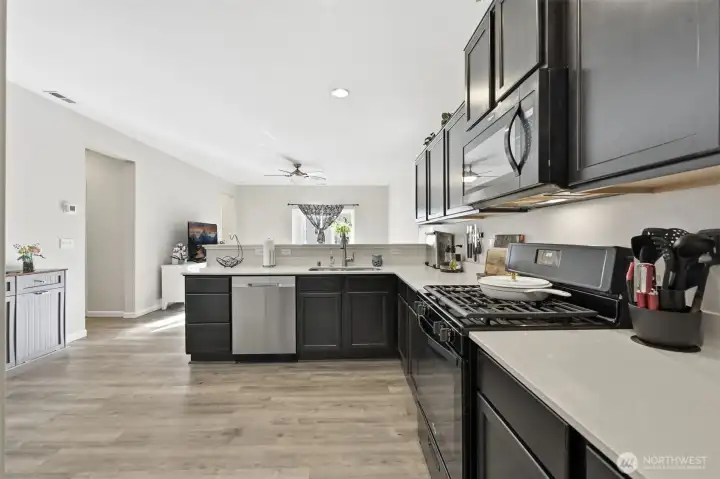 Open Floorplan; Kitchen View Towards Living Room