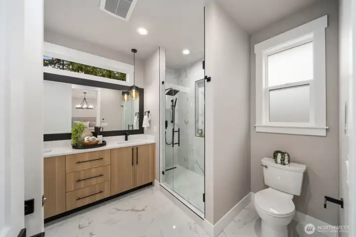 Enjoy the comfort of heated floors in the primary bath.”