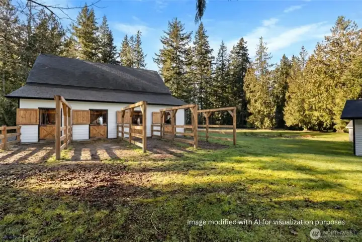 Equestrian-ready! Potential for up to seven horse stalls.
