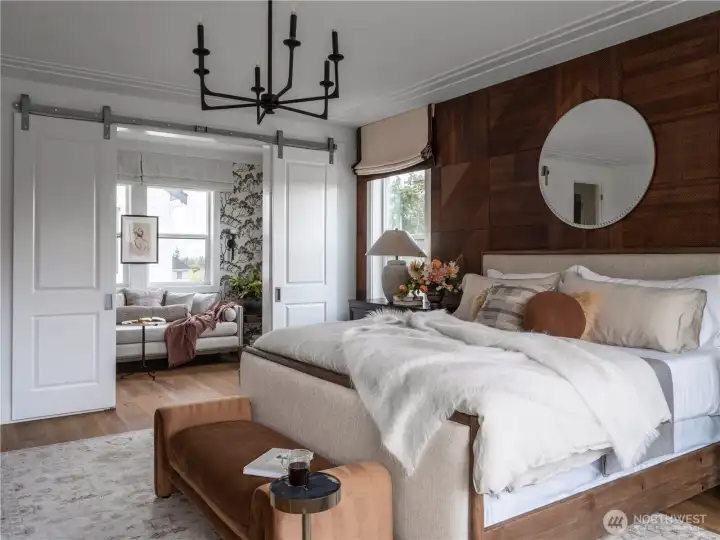 Primary bedroom: Colors and features may vary. For marketing purposes only. This is a pre-sale home.