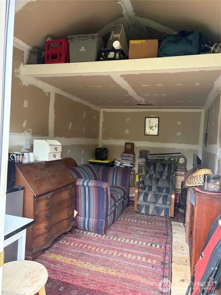 Interior of tiny cabin.