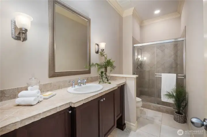 3/4 bathroom located on main