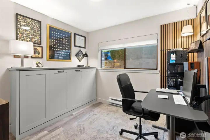 Second bedroom has built in Murphy bed and built in office space creating a versitile room.
