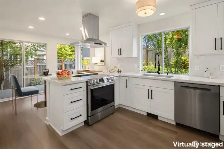 Virtually staged. Casual dining area connects seamlessly to the kitchen.