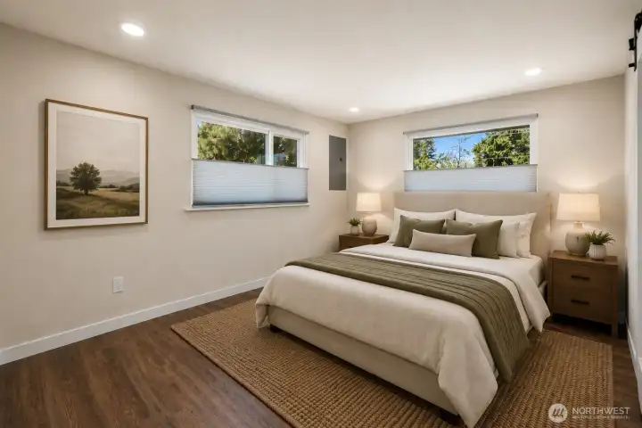 Virtually staged den or primary en suite.