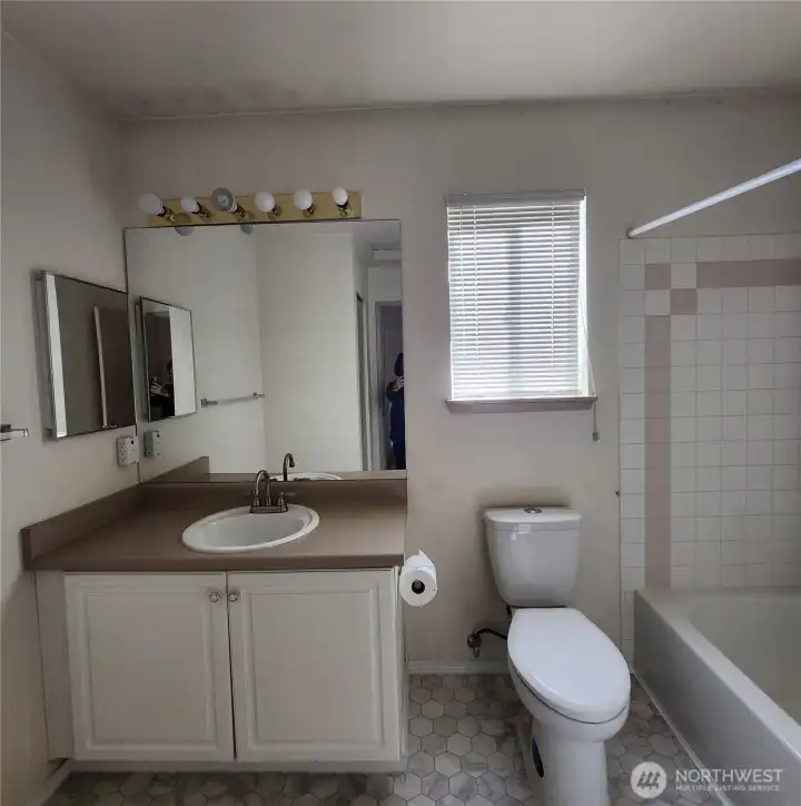 Upper-level restroom