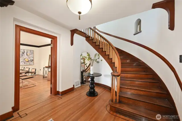 Curved staircase welcomes you