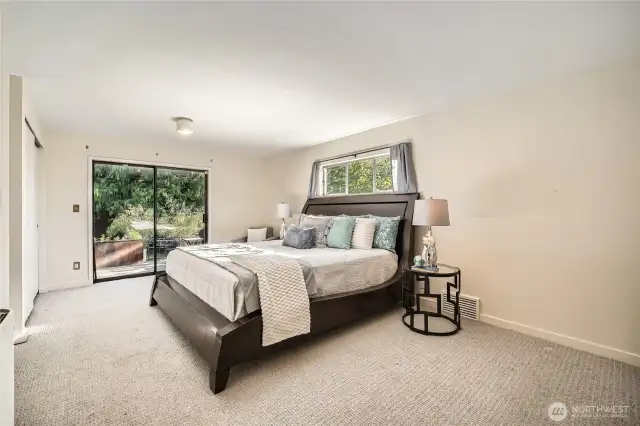 Primary Bedroom has a view of the Olympic Mountains.