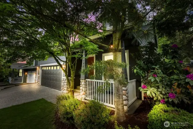 pretty front porch at night