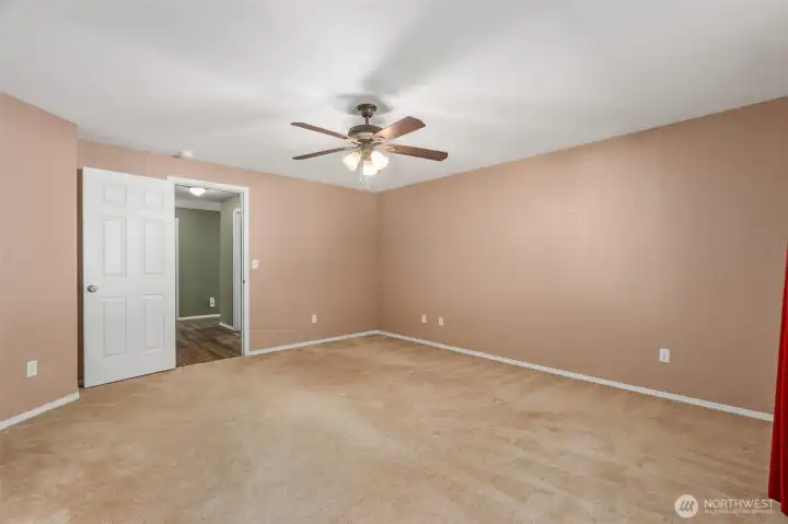 The primary bedroom.