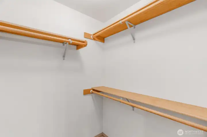 The walk in closet is va very good size.