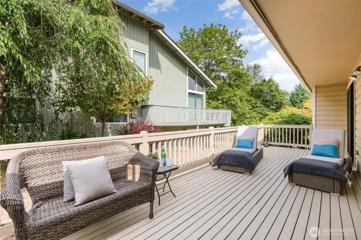 extra large deck accessible from the kitchen and dining room.