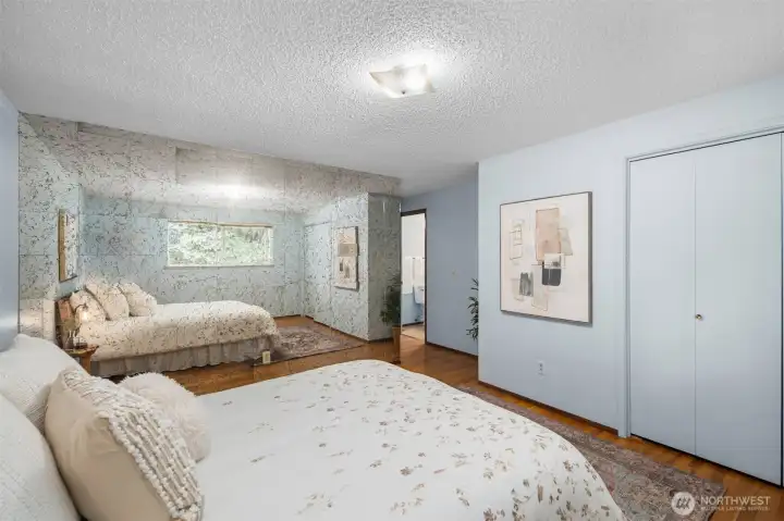 Primary bedroom is peaceful and has plenty of closet space!