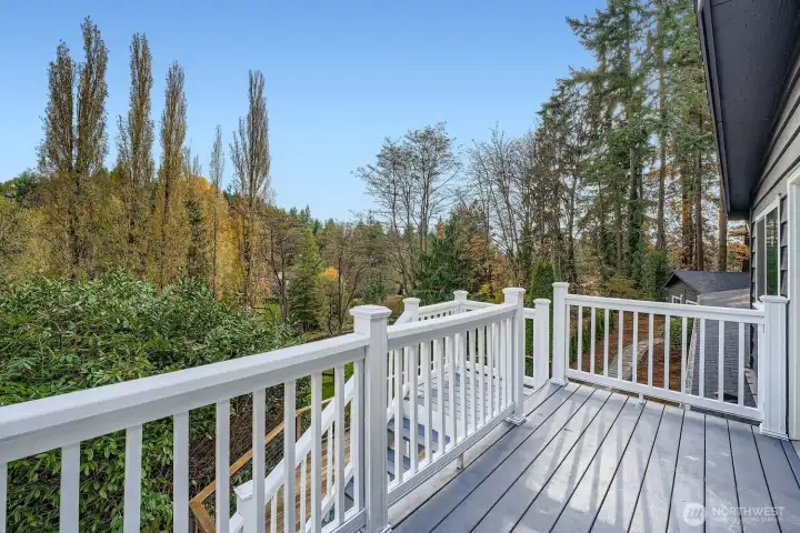 Upstairs living space private deck.