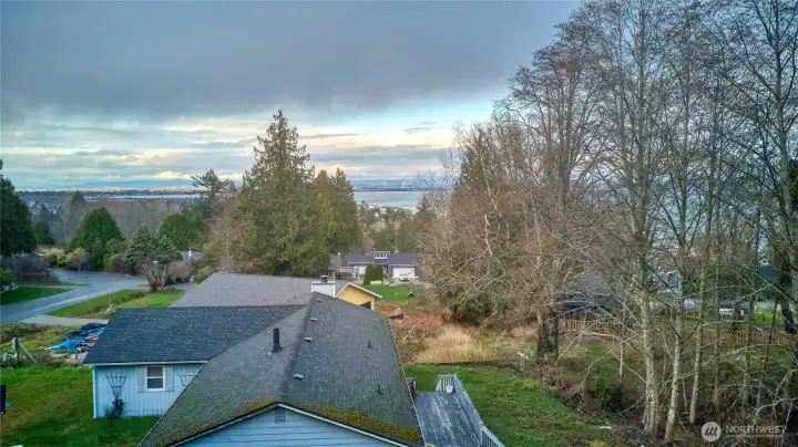 25 - 30 foot drone view looking north towards Vancouver
