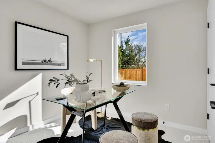 An office space which can work as a second bedroom,