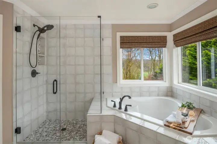 Primary shower + bath