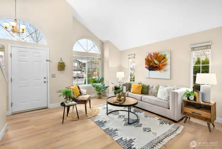 Vaulted ceilings greet you when you enter the front door.