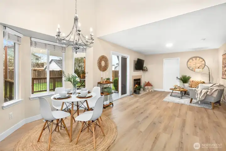 Dining room that flows seamlessly into the living room.