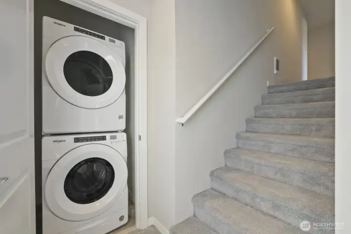 Laundry in between Main Level and Upper Level