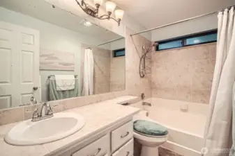 Bathroom with good storage.