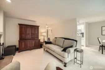 Living room faces south and gets lots of natural light