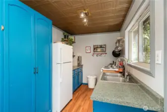 Kitchen with fun painted cabinets