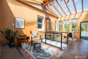 You will love this unique atrium with a water feature and radiant floors.
