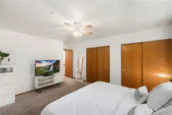 Another angle of the Master Room. Great natural light and good size closet behind the closet doors.