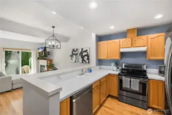 Newer stainless steel appliances.