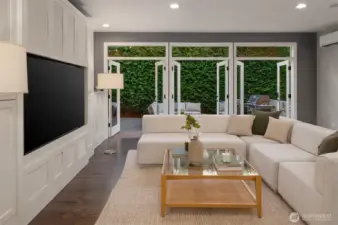 French doors open to backyard patio