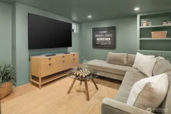 Media room/playroom with custom built-ins
