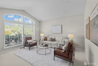 Beautiful living room with architectural windows