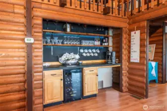 Dry bar with wine fridge