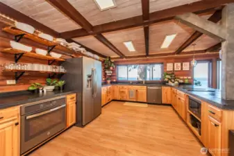 Large kitchen with open shelves
