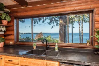Kitchen with water view