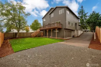 the Additional storage below and freshly sodded lawn.