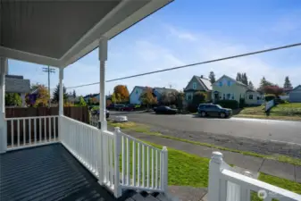 The covered front porch.